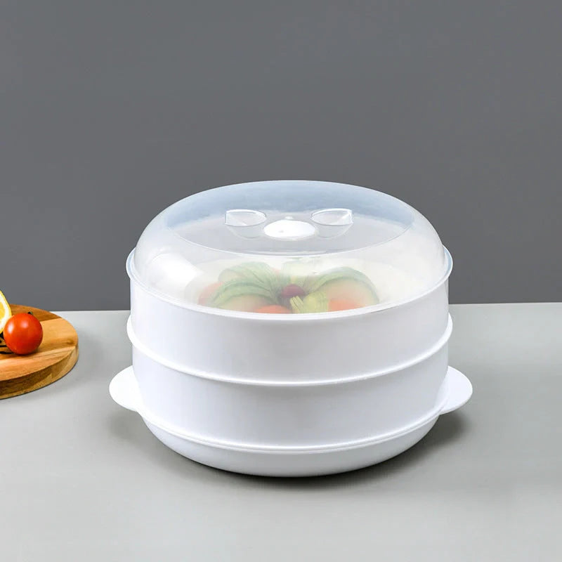Modern minimalist microwave steamer box with layered design for healthy cooking
