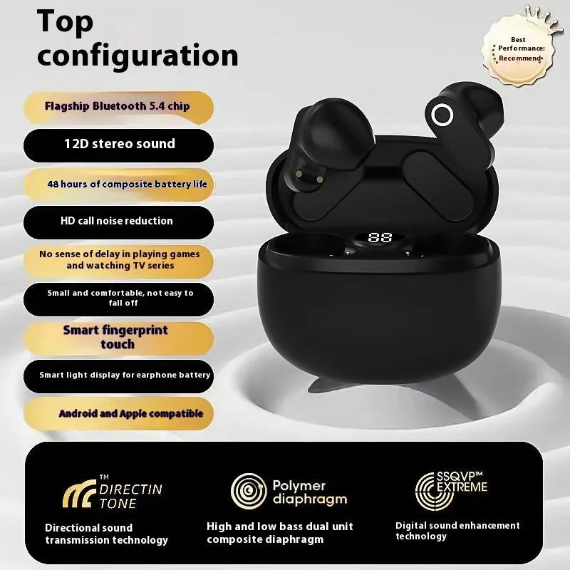 Sports ear hook Bluetooth headset in Black, skin colour, or Violet with 4-8 hour battery, noise reduction, and in-ear plastic design.