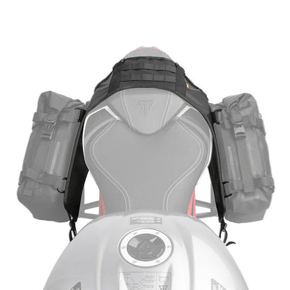 Black motorcycle fuel tank mount base measuring 100x40cm with polyester construction