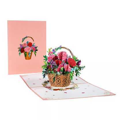 Handmade 3D PopUp Flower Bouquet Mother's Day Card with navy blue envelope