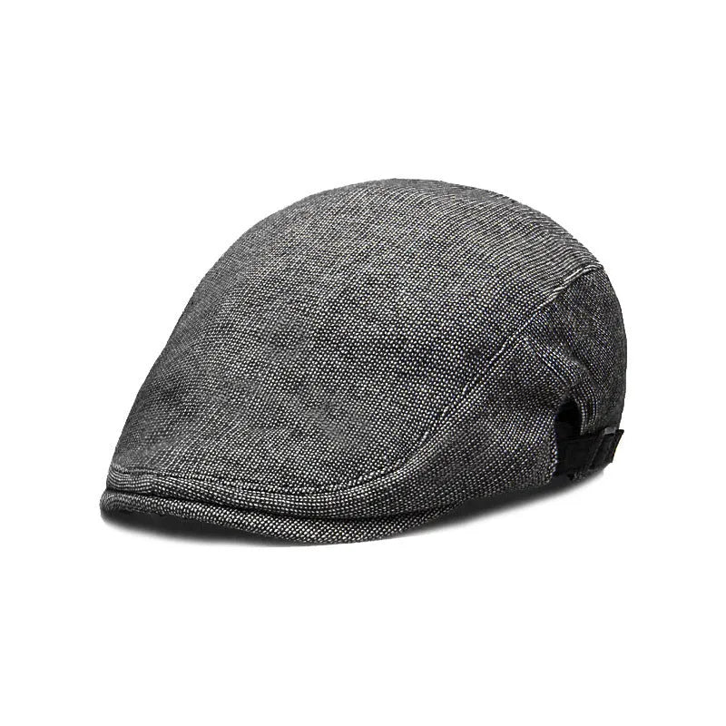 Men's cotton linen blend beret in dome crown style, adjustable for head circumference 55-58cm