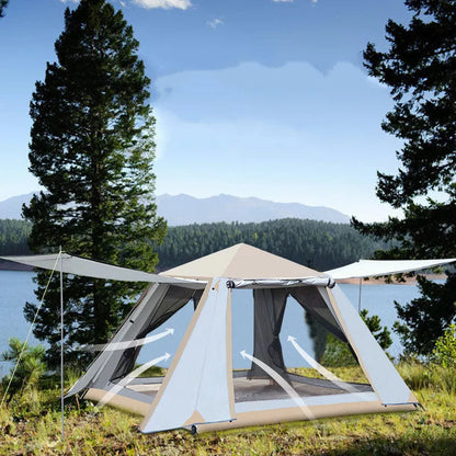 Qingyun Aluminum Pole Tent quick-open design for camping and beach outings