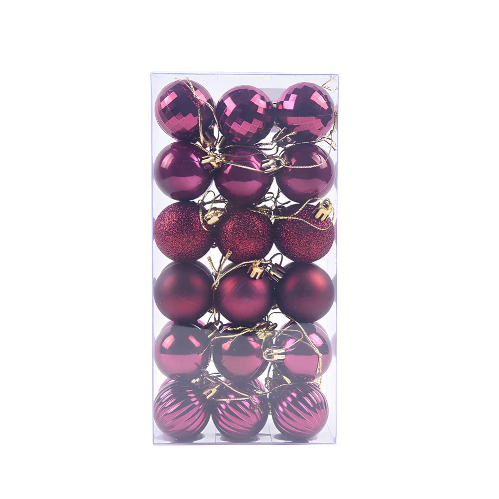 36 Christmas decoration balls in 16 colours with 4cm diameter spherical design