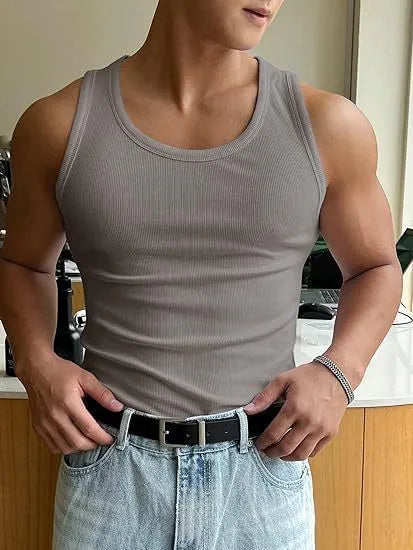 Men's tight-fitting round neck workout t-shirt in polyester with wool lining for summer sports