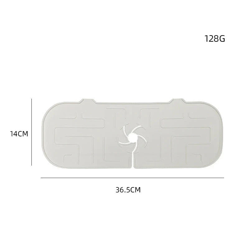 Durable silicone faucet splash guard that catches water splashes and keeps kitchen countertops clean and dry