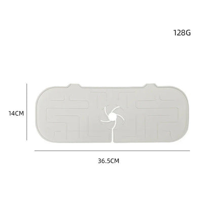 Durable silicone faucet splash guard that catches water splashes and keeps kitchen countertops clean and dry