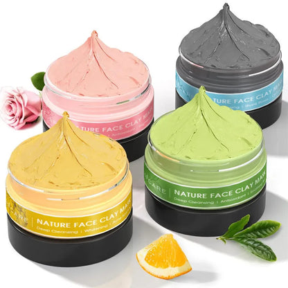 Four-pack Dead Sea mud clay masks with green tea turmeric rose formula 80ml each