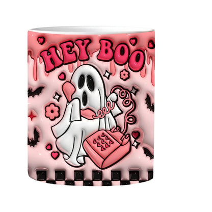Halloween pumpkin design ceramic coffee mug with 350ml capacity and porcelain construction