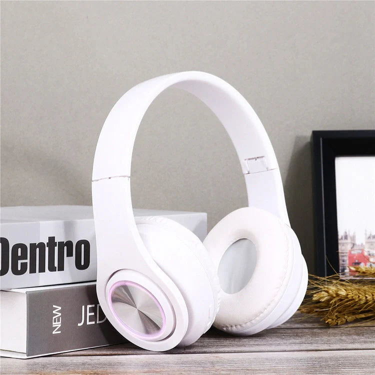 Portable wireless headphones with strong bass and noise cancelling feature in multiple colors