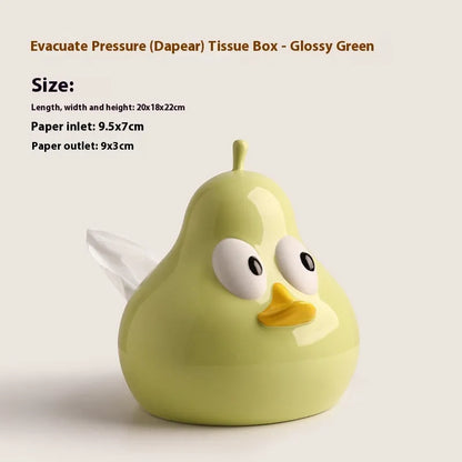 Cute ceramic pear tissue box in white porcelain with green or black colour options