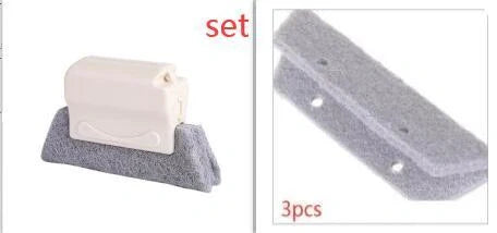 Window groove cleaning brush with comfortable grip and scouring pad head