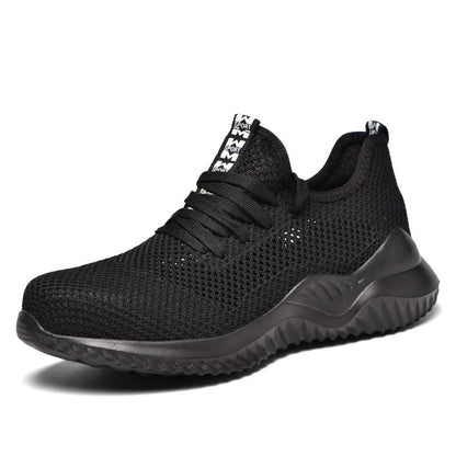 Steel toe cap safety shoes in black with EVA sole for shock absorption and anti-static features