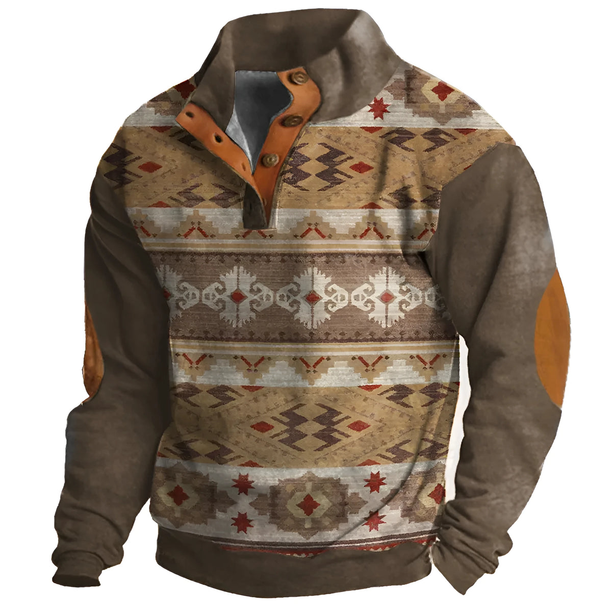 Loose four-button sweater with 3D digital printing texture in various colour options