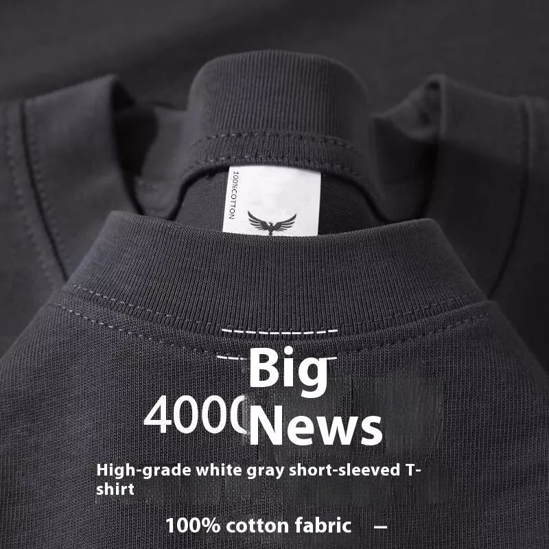 Plus size cotton men's blank T-shirt in oversized retro fit, available in multiple colors