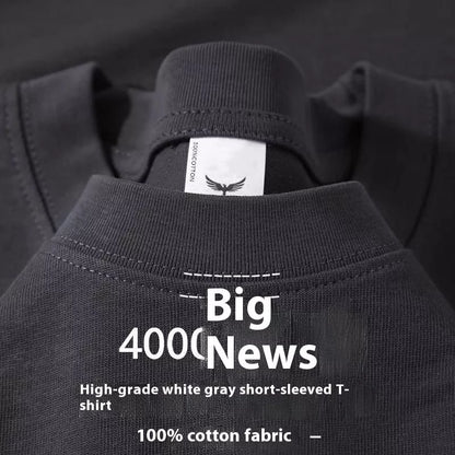 Plus size cotton men's blank T-shirt in oversized retro fit, available in multiple colors