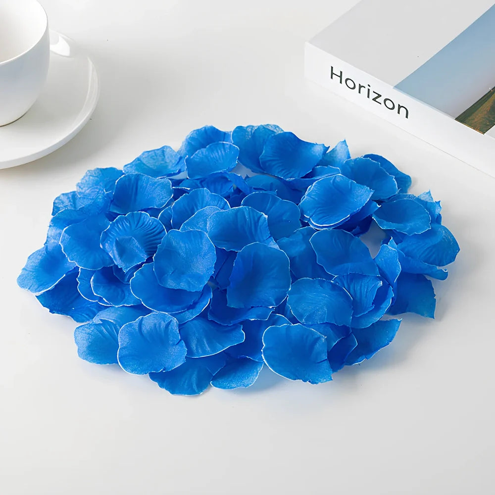 Pack of 100 high-quality silk simulated rose petals, 5cm size, in colours like rose red for wedding room scenes