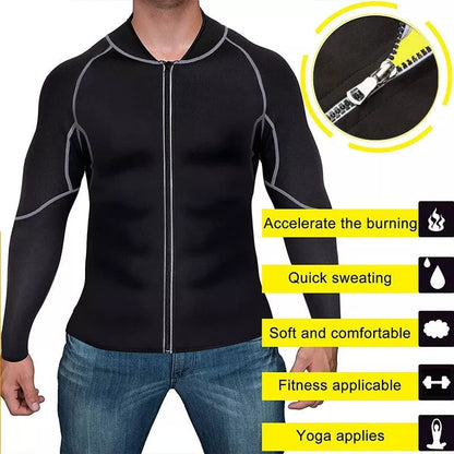Men's versatile fitness suit with neoprene fabric for running, yoga, and sauna