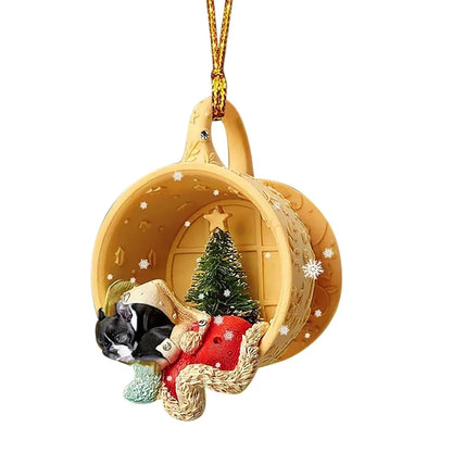 8cm acrylic sausage dog hanging decoration in multiple colours for home display