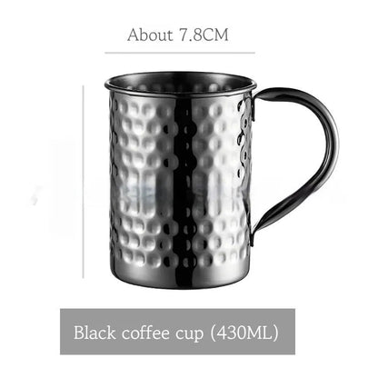 Stainless steel Moscow Mule cup with copper interior in gold, rose gold, silver, or black finish.