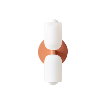 Cream base double head wall lamp with white glass shade and iron body, 220V wall light
