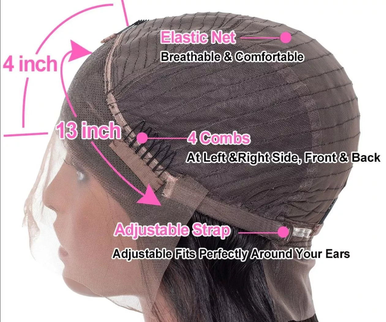 Front lace wig with hand-woven high temperature fiber, 26 inches long, black, for women