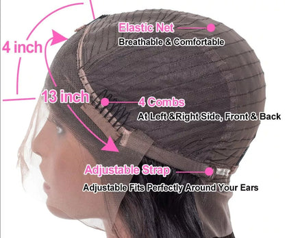 Front lace wig with hand-woven high temperature fiber, 26 inches long, black, for women