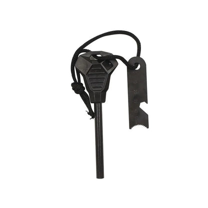Black outdoor camping flint with magnesium alloy rod and stainless steel multifunctional scraper tool