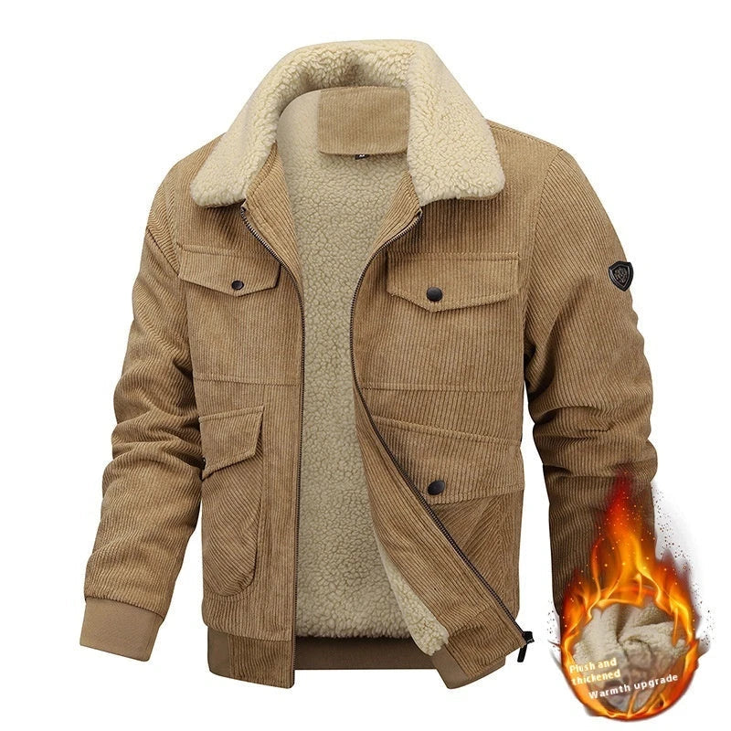 Warm fleece jacket with pockets in various colors, designed for men's cold weather fashion and comfort.