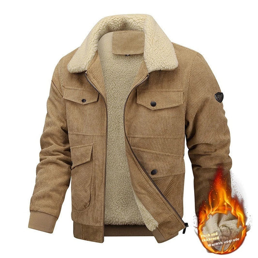 Warm fleece jacket with pockets in various colors, designed for men's cold weather fashion and comfort.