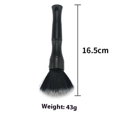 Soft nylon car detail brush with black blue or red handle for interior car cleaning and dashboard vent dust removal