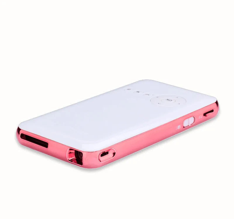 White and rose gold M6S miniature portable Android DLP smart projector with compact design.