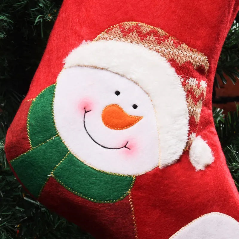 Christmas stockings in Elk, Old Man, and Snowman designs made from non-woven fabric, 30cm long