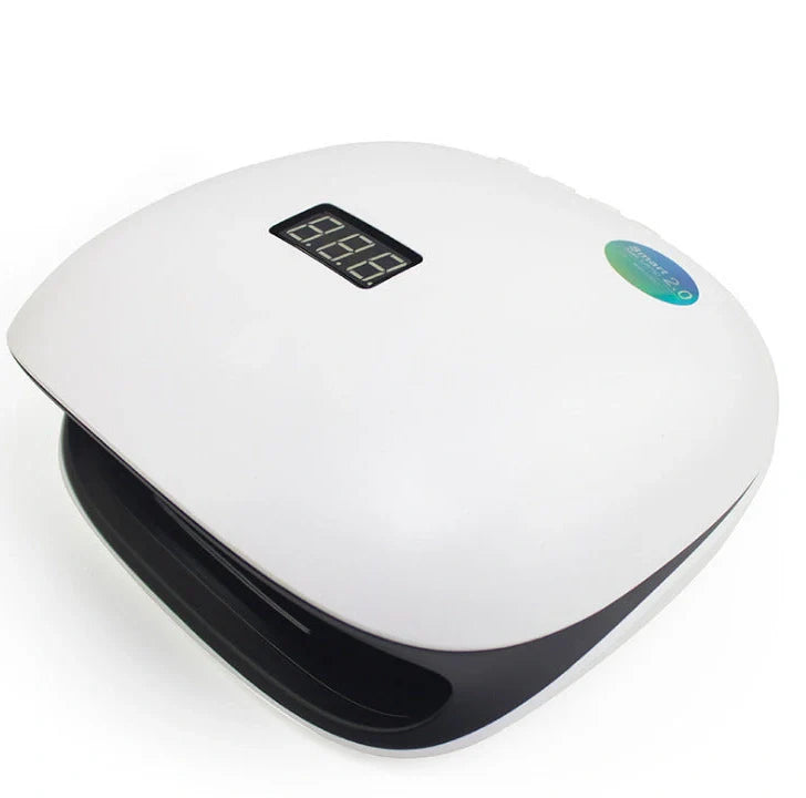 SUN4 white nail lamp with LCD display showing countdown timer and interior LED lights