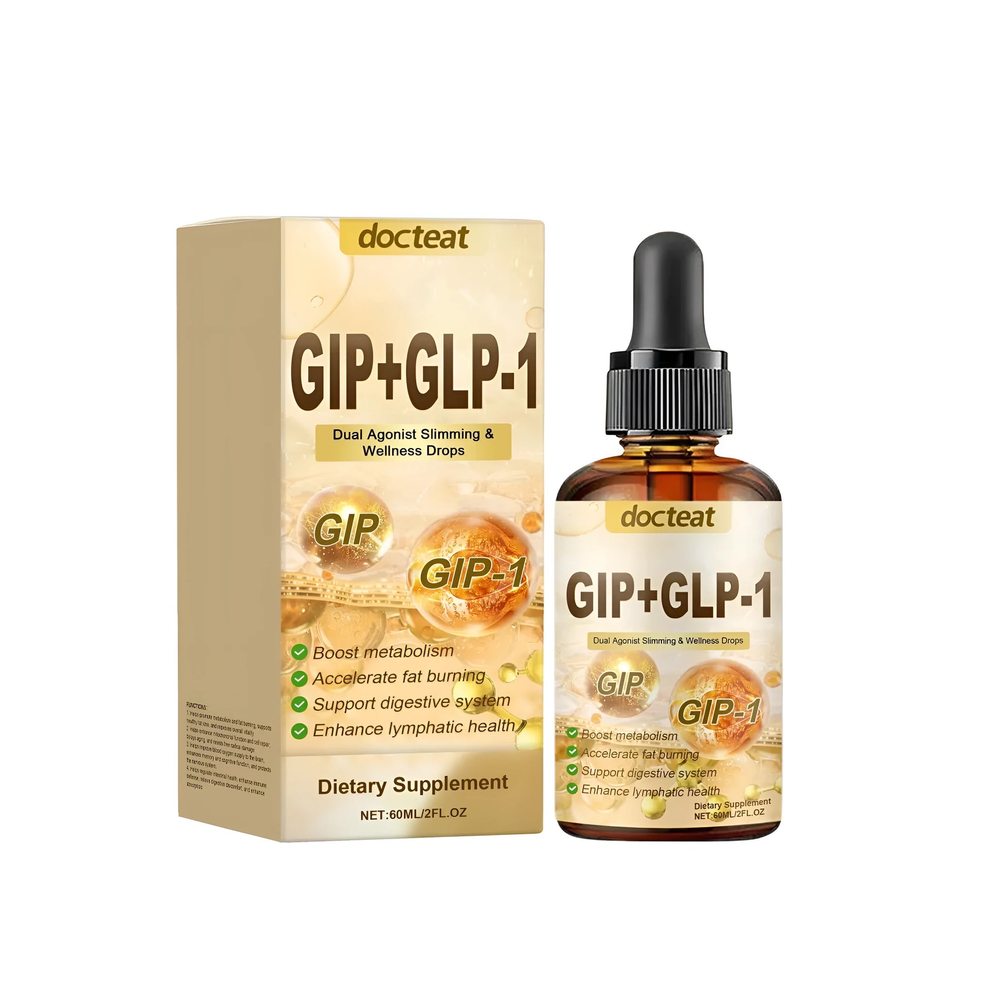 60ml bottle of Drip Health Drops liquid supplement with an integrated dropper.