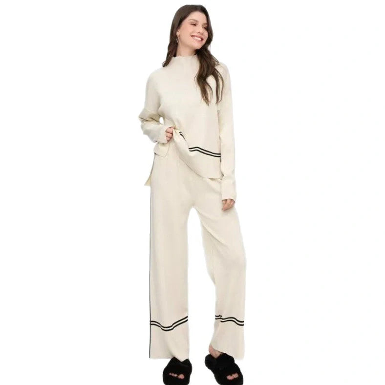 Women's knitted two-piece set in mercerised cotton fabric for autumn and winter commuting