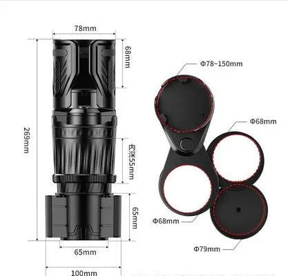 Carbon fibre black car cup holder with adjustable base showing 6.5-10 cm retractable mechanism