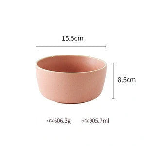 Pure Color Matte Ceramic Plate Set in pink, grey, white, and blue