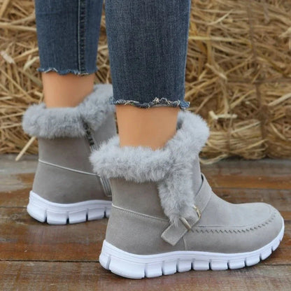 Cozy winter ankle boots with plush lining, suede uppers, and rubber soles for women