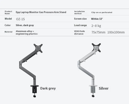 Silver aluminium alloy laptop stand holding a notebook on a desk