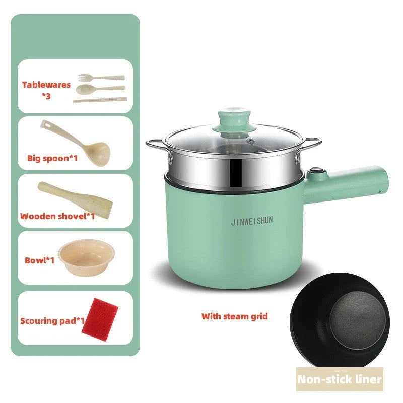Versatile electric hot pot with stainless steel construction and non-stick interior for easy cooking and cleaning