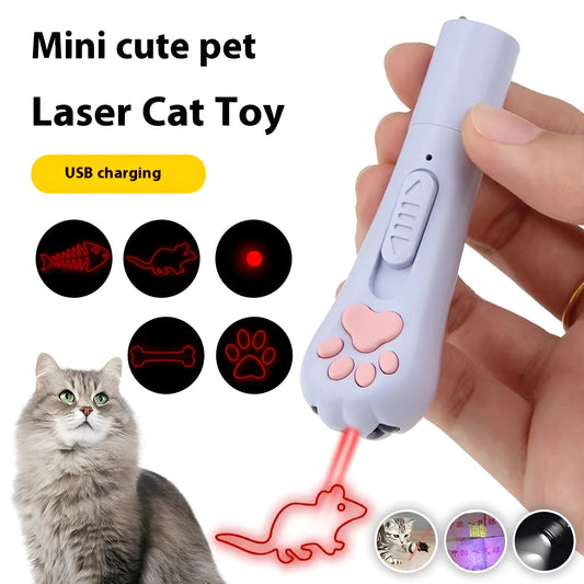 Infrared rechargeable pet laser toy projecting cat footprints pattern in blue colour