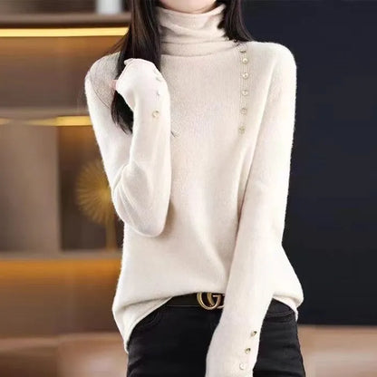 Slim fit knitted shirt with 3D pattern in light camel colour, showing regular sleeves and 40cm length