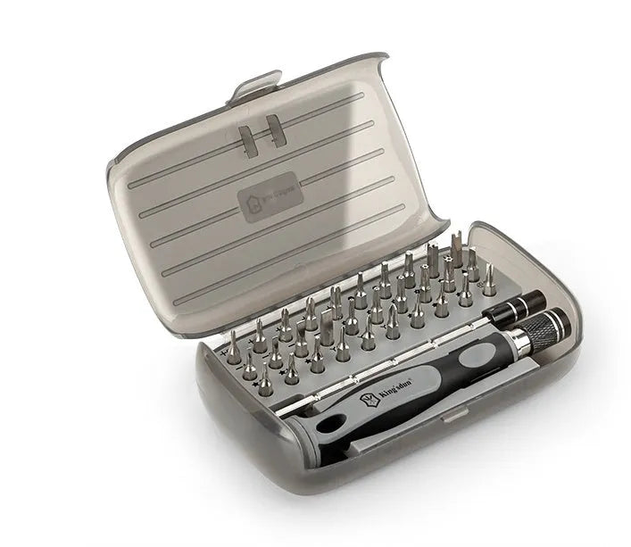 32-in-1 screwdriver set with 30 bits in compact plastic case for repair tasks