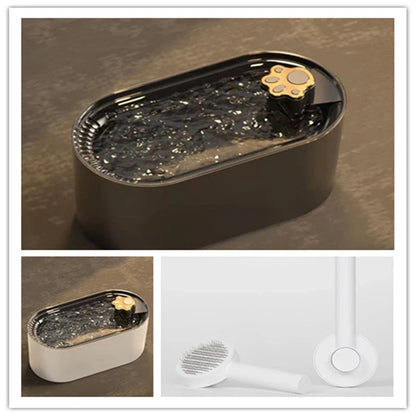 A stylish and quiet 3-liter pet water fountain with a triple-layer filtration system, low-water LED indicator, and whisper-quiet operation.