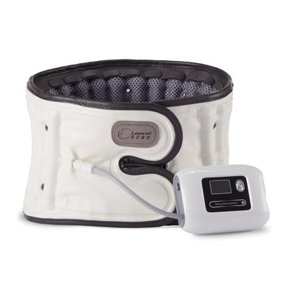 Lumbar waist supporter with automatic inflation mechanism in PU material, showing S and M size options