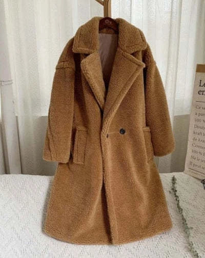 Stylish women's winter faux fur coat with pockets in various colors