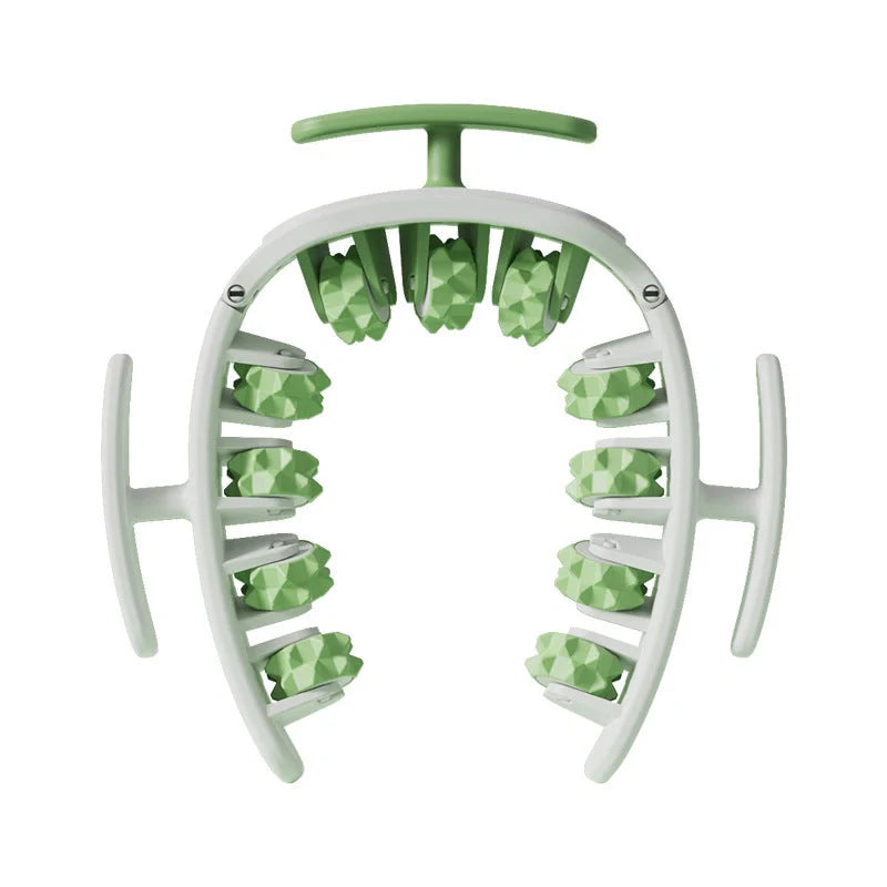 Detachable 11-wheel manual massager in white pink, white green, or green for full body muscle relief
