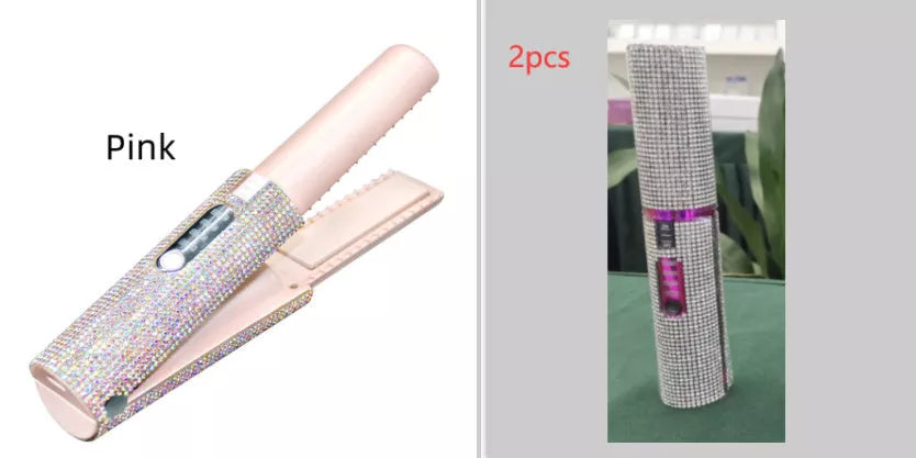 2-In-1 Electric USB Hair Straightening Brush with ceramic coating for healthy styling