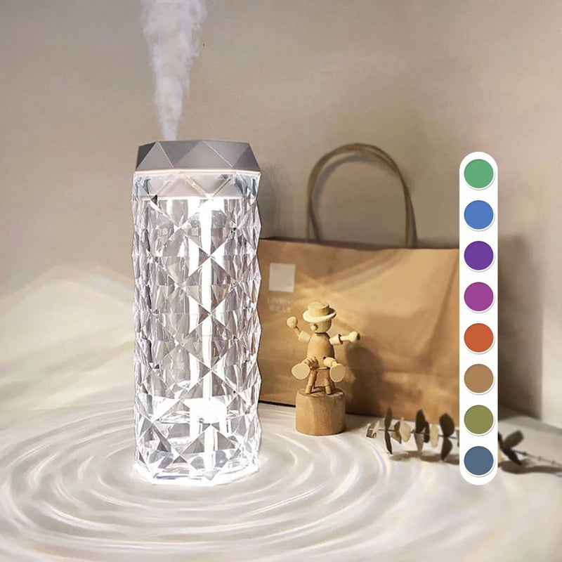 Elegant Crystal Lamp Humidifier with Soothing Mist and Customizable Lighting