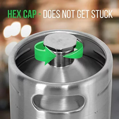 Stainless steel nitrogen coffee barrel with manual infusion system and natural finish